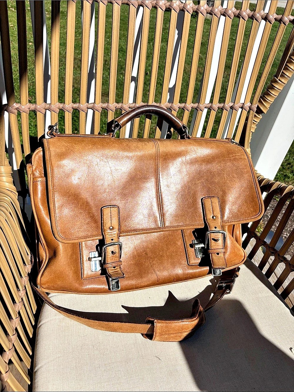 Coach Thompson Briefcase / Messenger (Style 6455) ) Leather Laptop Briefcase in